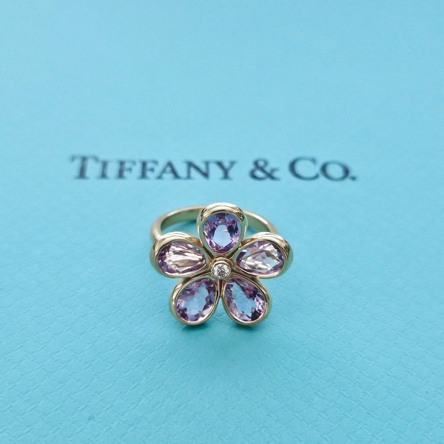 RARE Tiffany & Co. Amethyst Enchant Garden Flower Diamond Ring 18k Rose Gold