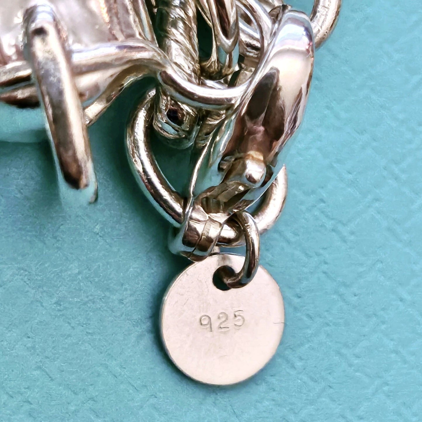 RARE Tiffany & Co Sterling Silver Watering Can Charm Twisted Rope Chain Bracelet