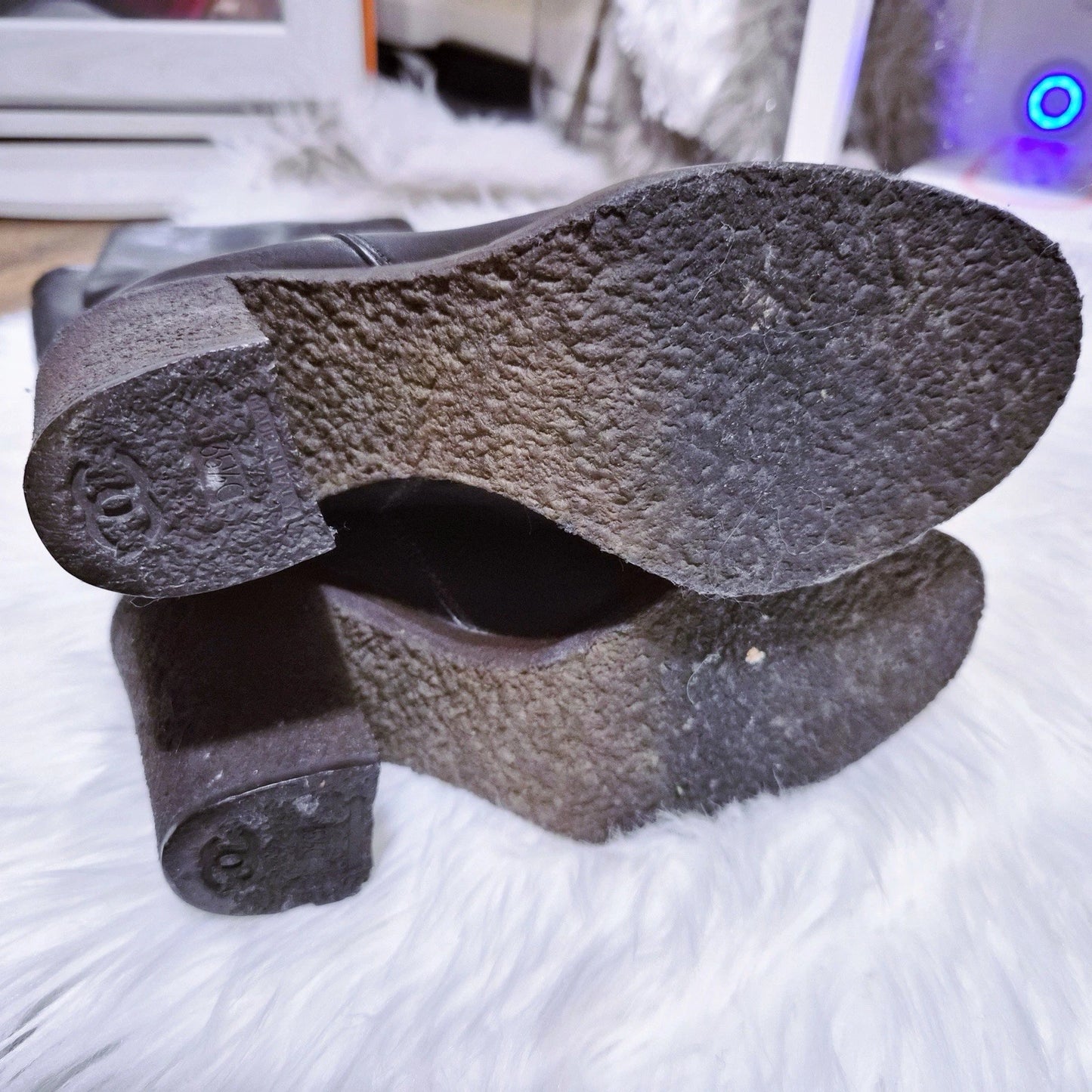 CHANEL Black Leather Knee High Boots Single CC Logo Size 35.5 Made in Italy