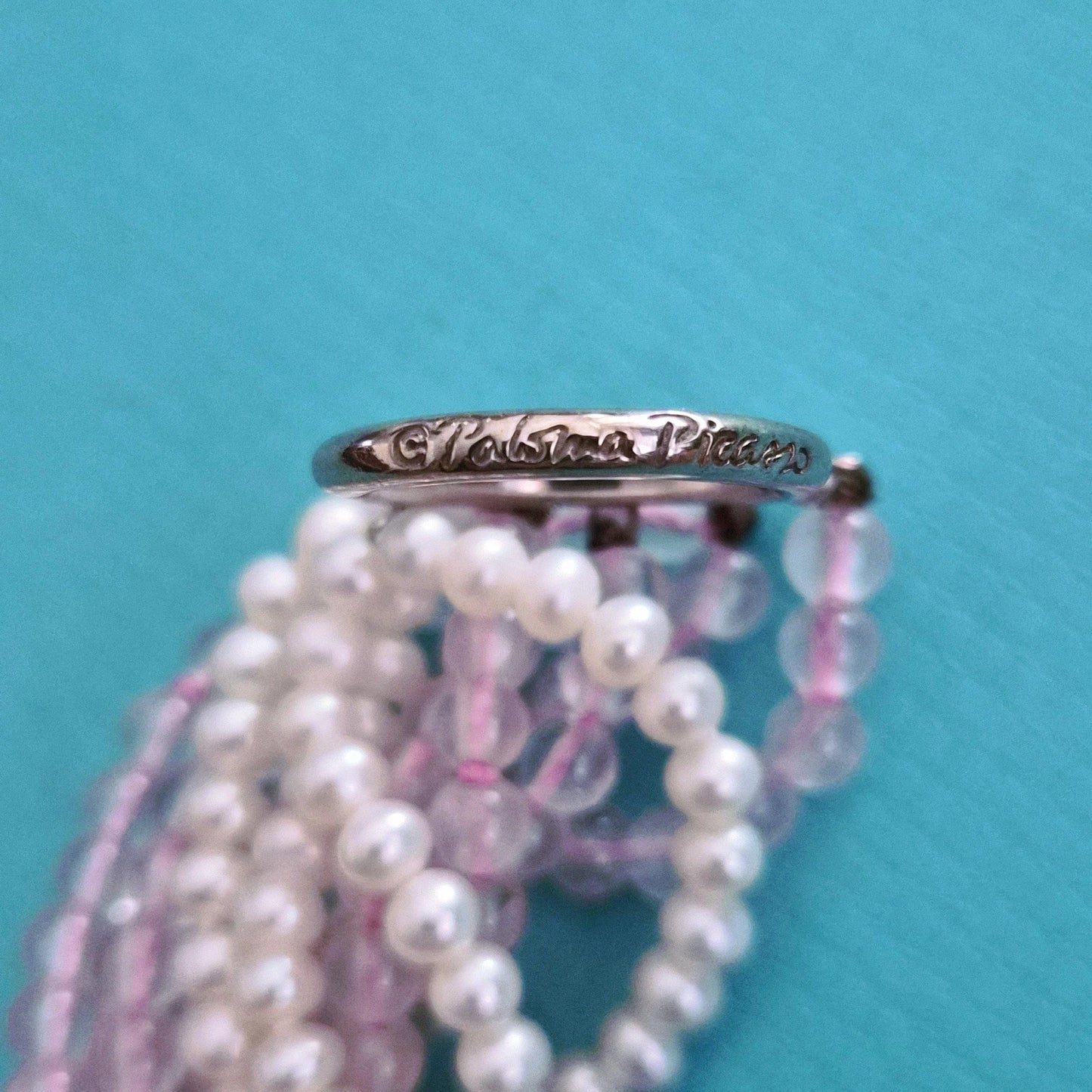 Vintage Tiffany & Co. Paloma Picasso Torsade Rose Quartz & Pearl Silver Bracelet