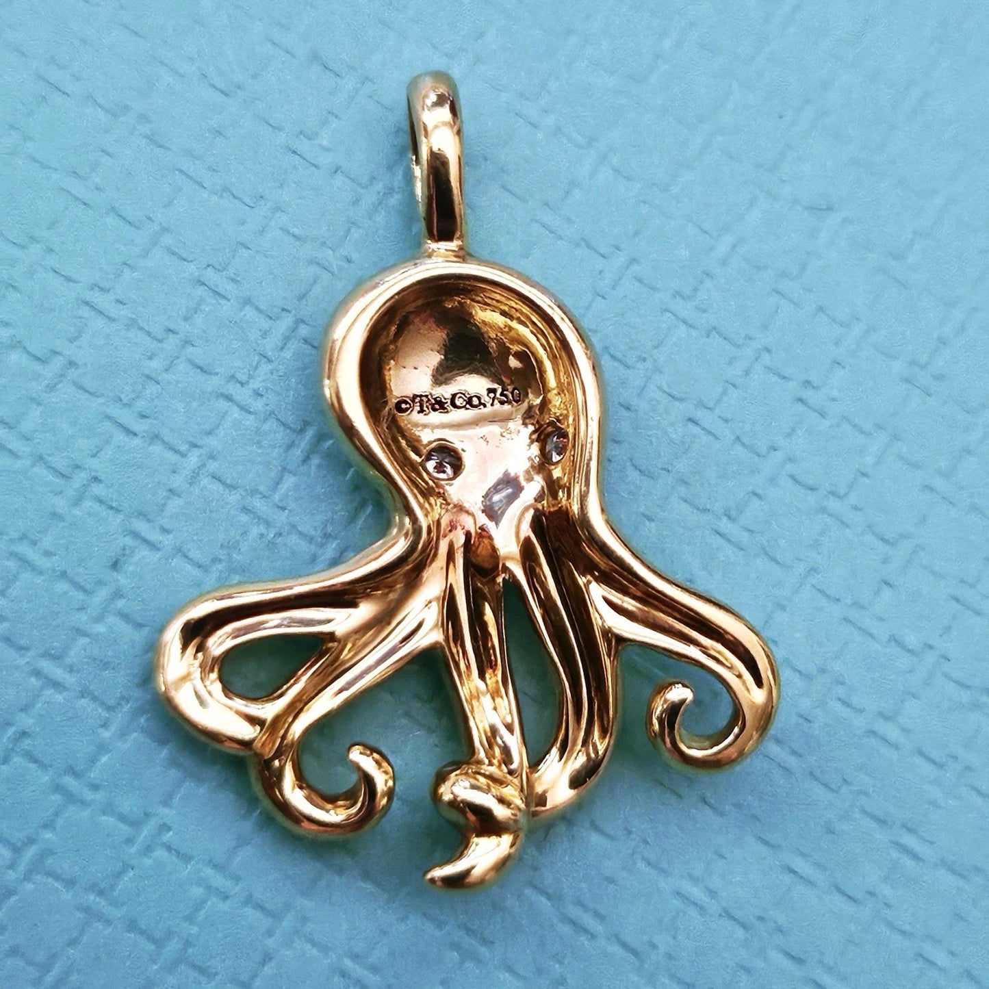 EXTREMELY RARE Tiffany & Co. 18k Yellow Gold Diamond Octopus Charm Pendant
