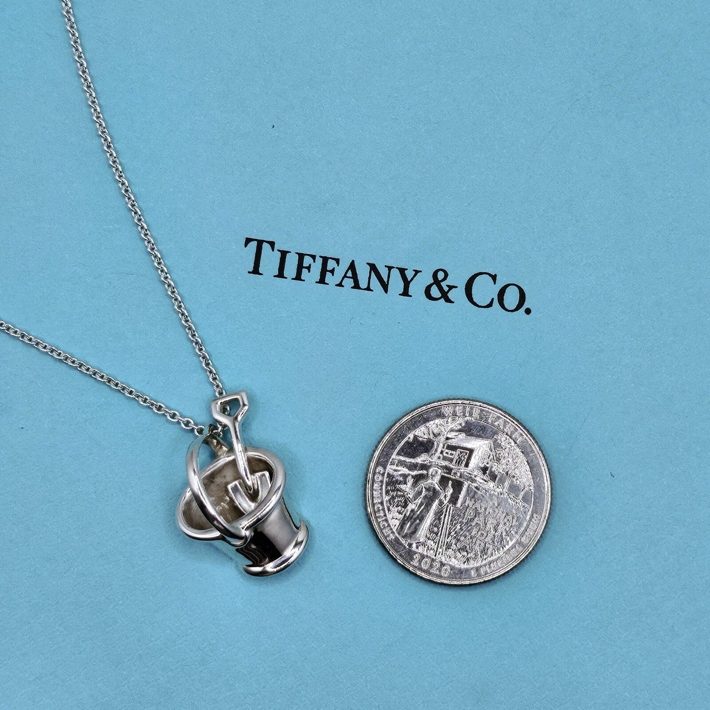 RARE Vintage 1991 Tiffany & Co. Sterling Silver Bucket Shovel Necklace