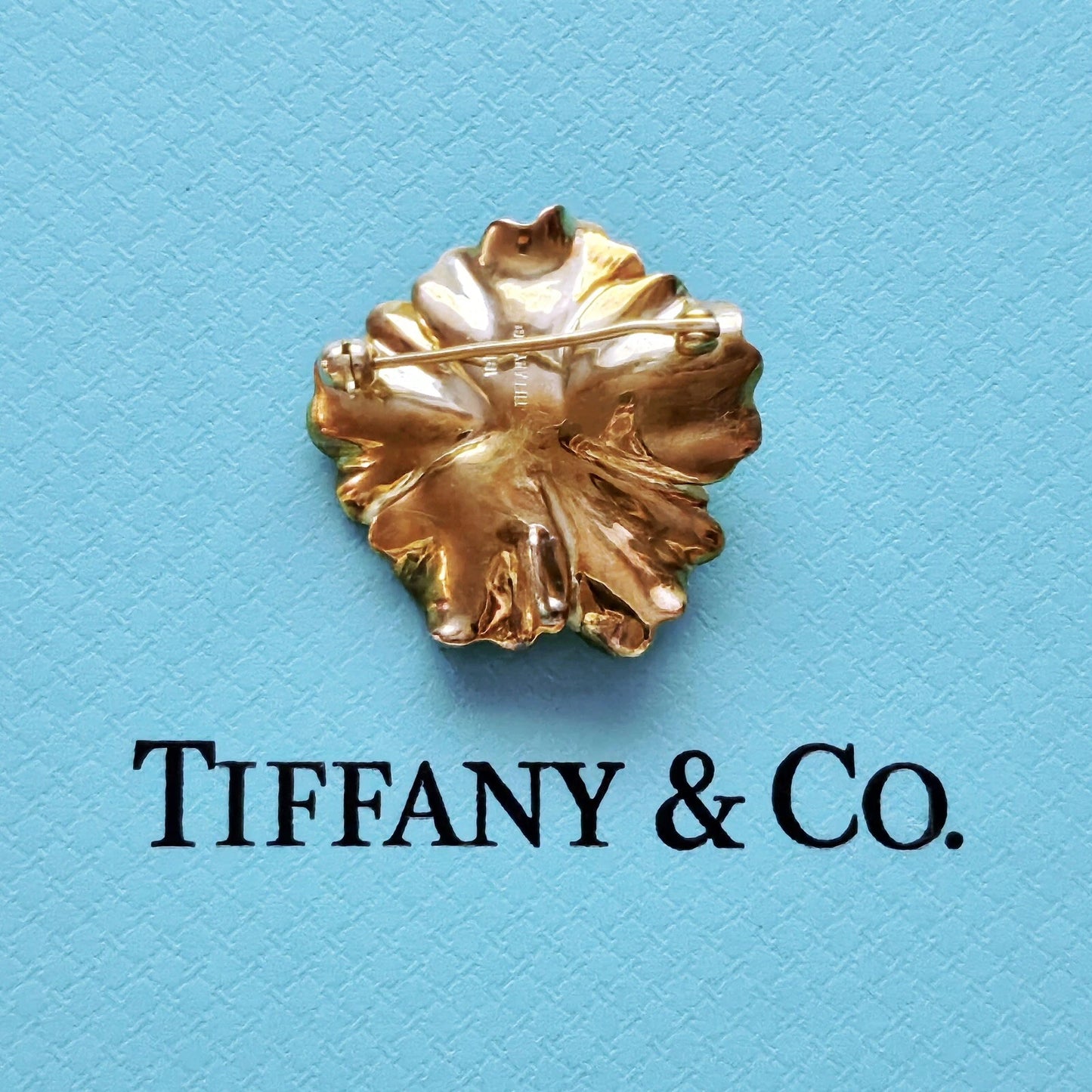RARE Tiffany & Co. 18K Yellow Gold Diamond Dogwood Flower Brooch Pendant .35 TCW