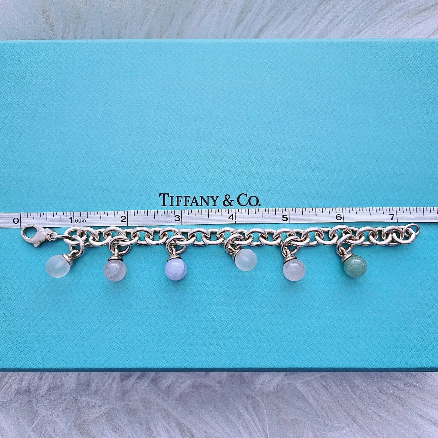 RARE Tiffany & Co. Fascination Gemstone Bracelet Dangle Charm Silver Bracelet
