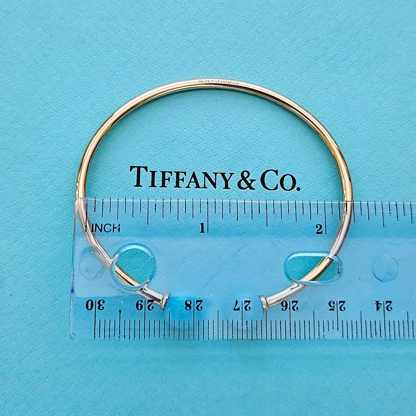 RARE Tiffany & Co. HardWear Ball Amazonite 18k Yellow Gold Cuff Bangle