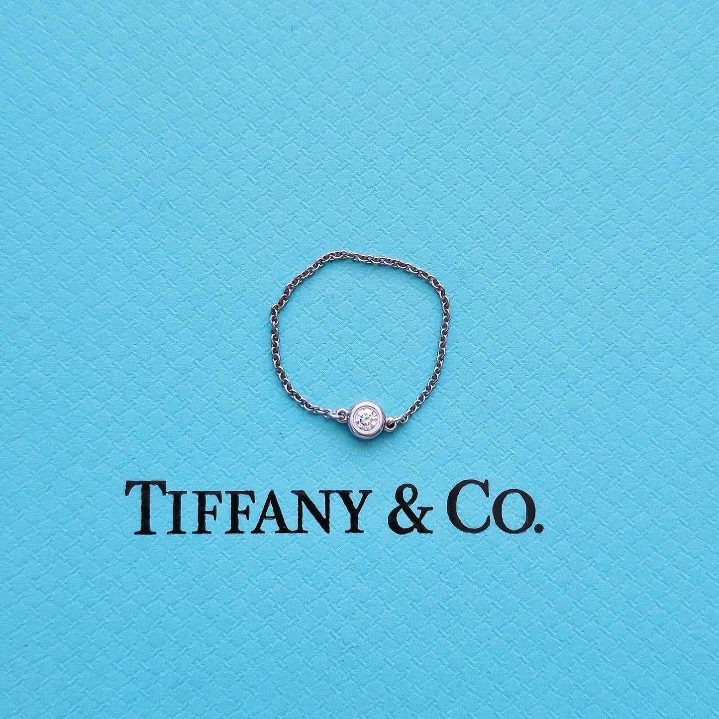 Tiffany & Co. Elsa Peretti Platinum Diamond BTY Ring Chain .07 Carats