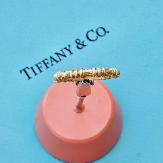 RARE Vintage Tiffany & Co. 18k Yellow Gold Bamboo Stacking Ring Band