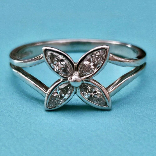 Vintage 1997 Tiffany & Co. Victoria Marquise Diamond Platinum Ring US 6.5