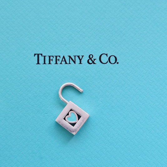 RARE Authentic Tiffany & Co Red Enamel Heart Lock Padlock Openable Charm