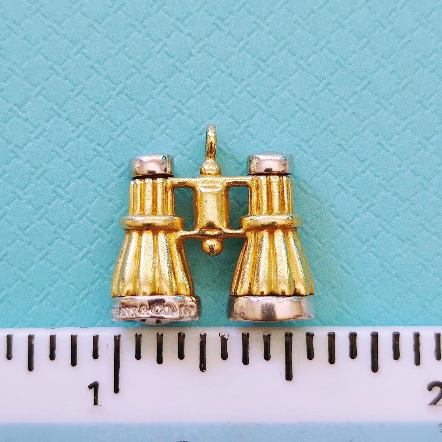 RARE Vintage Tiffany & Co. 18k Yellow Gold White Gold Binoculars Pendant Charm