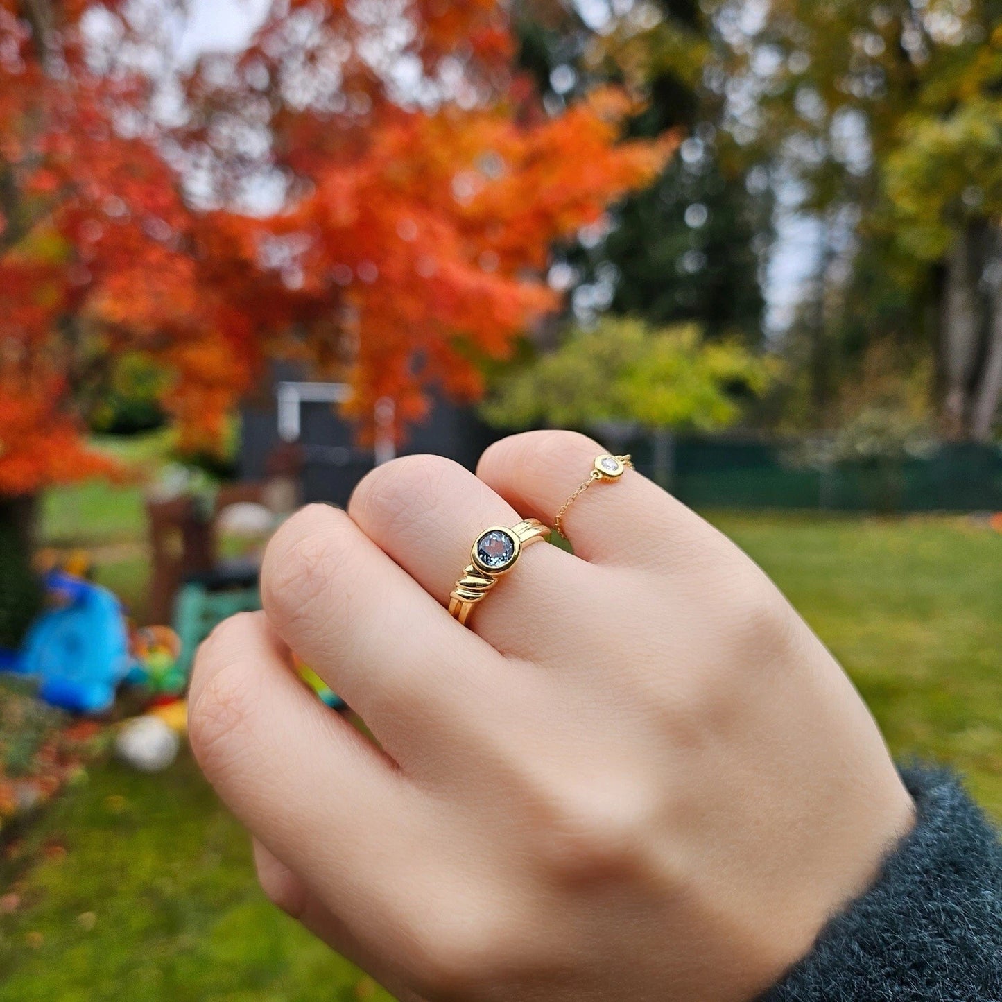 Vintage Tiffany & Co. 18k Yellow Gold Aquamarine Benzel Set Ring