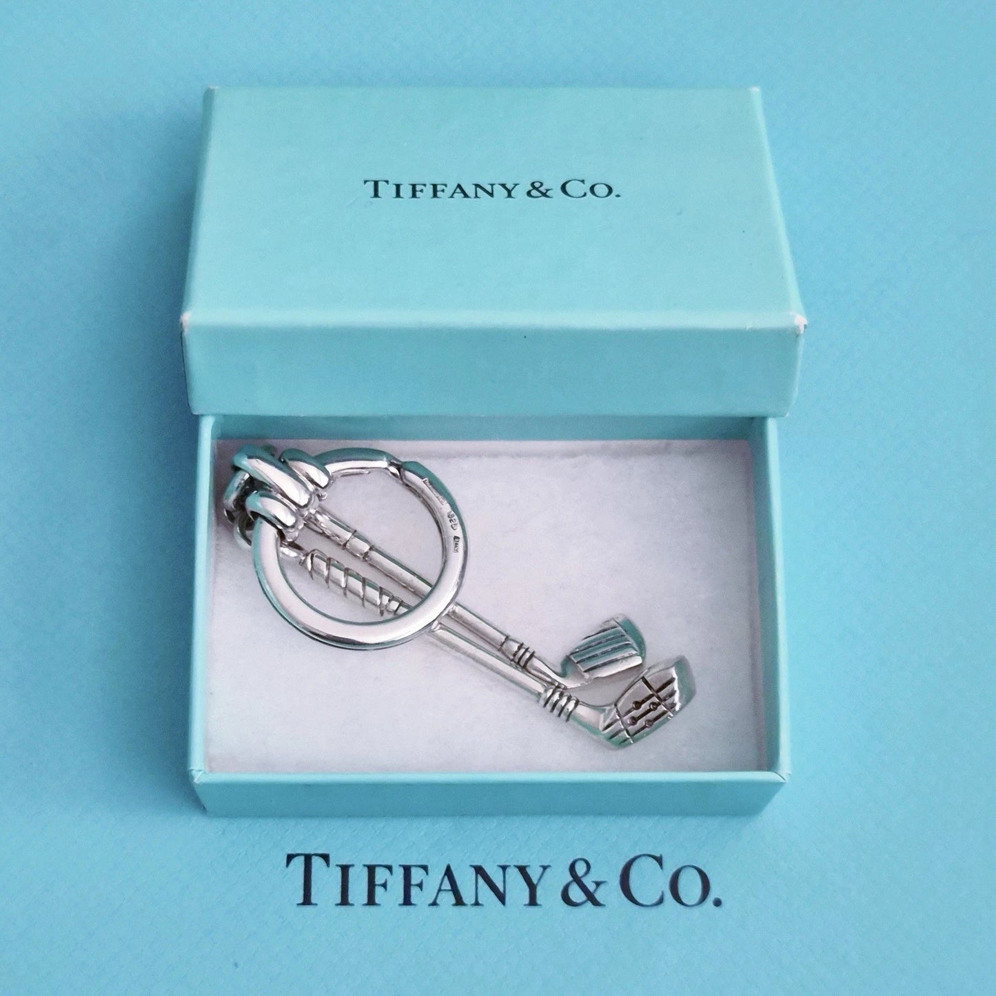 RARE Vintage Tiffany & Co. Sterling Silver Golf Club Key Ring Keychain