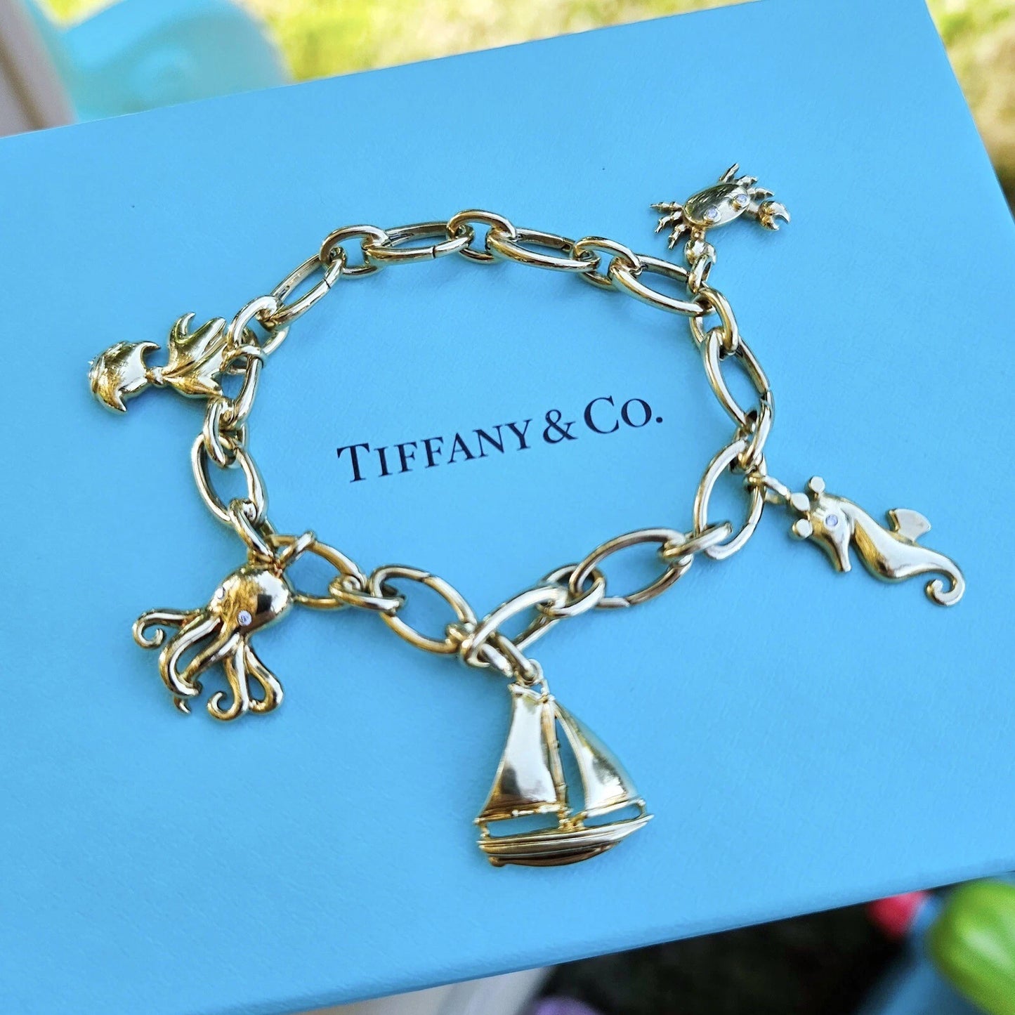 RARE Tiffany & Co. 18K Yellow Gold Koi Fish Golden Fish Diamond Charm Pendant