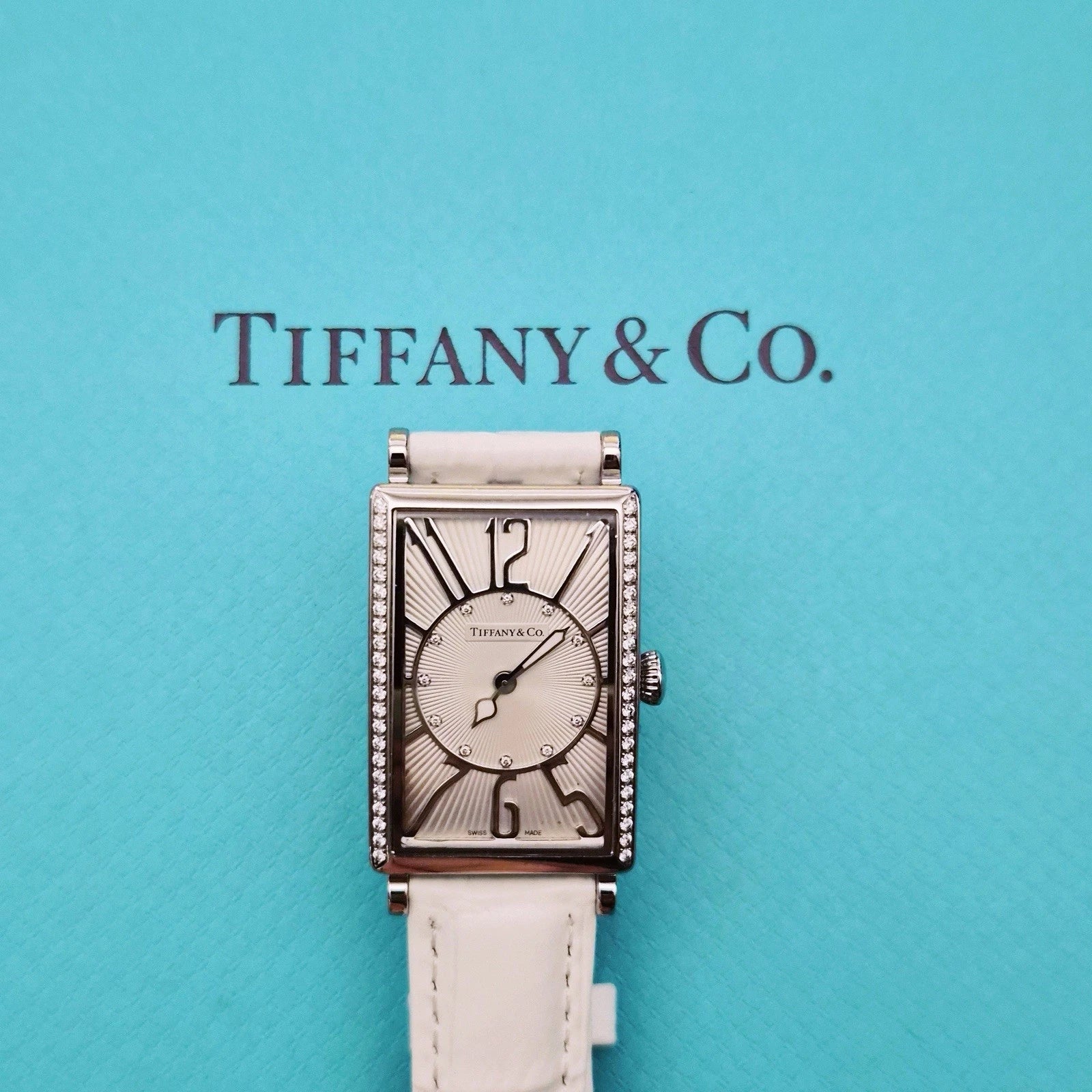 Tiffany 8/1まで Tiffany & Co. Gallery Diamond Dial Rectangle Tank Watch T3968