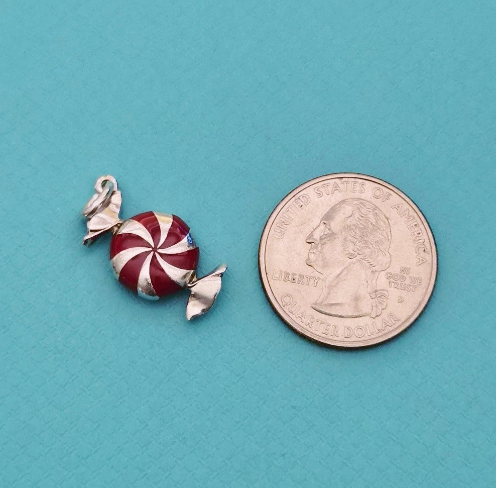 RARE Tiffany & Co. Red Enamel Bon Bon Candy Sterling Silver Charm Pendant