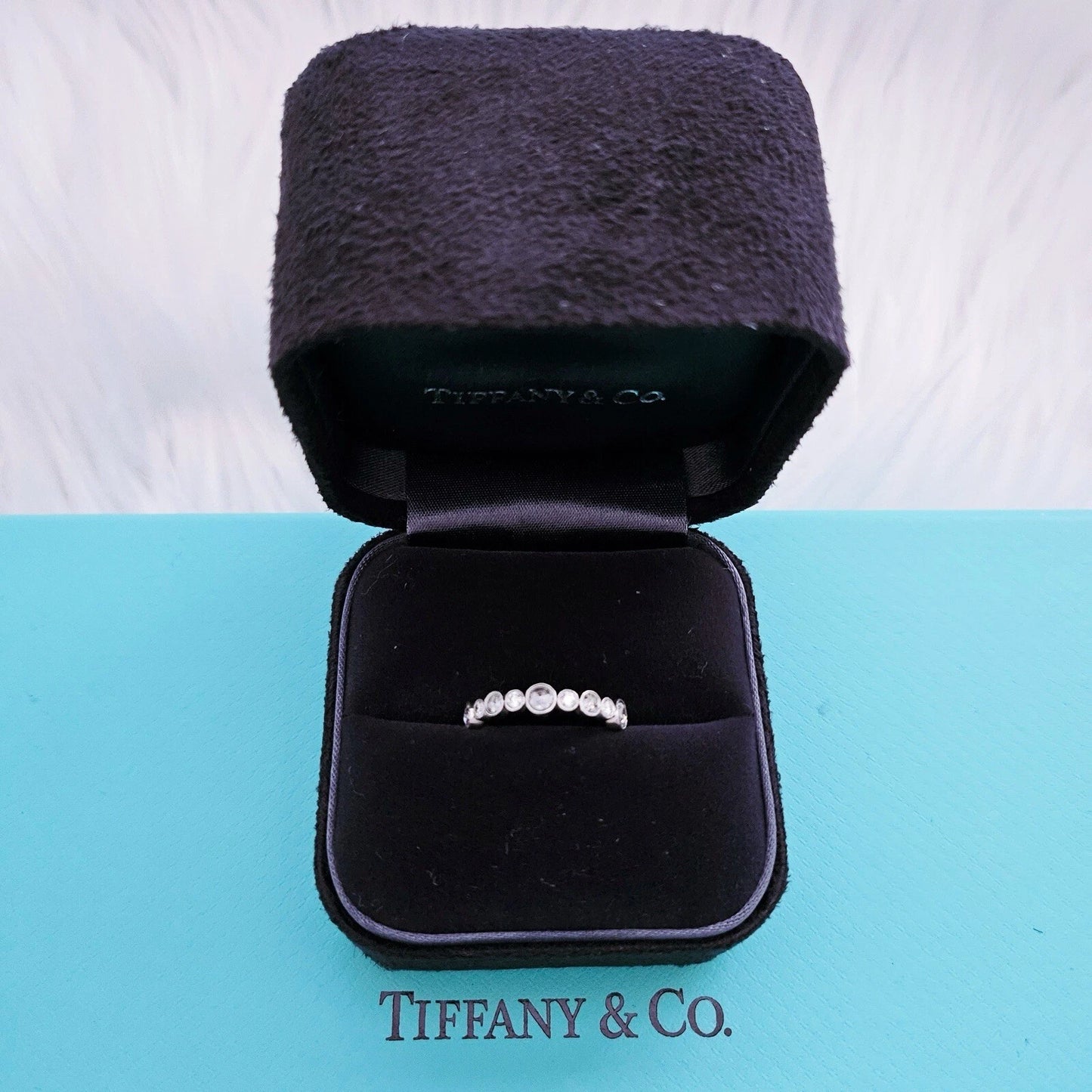 RARE Tiffany & Co. Platinum PT950 Cobblestone Diamond Eternity Ring Band .75 TCW