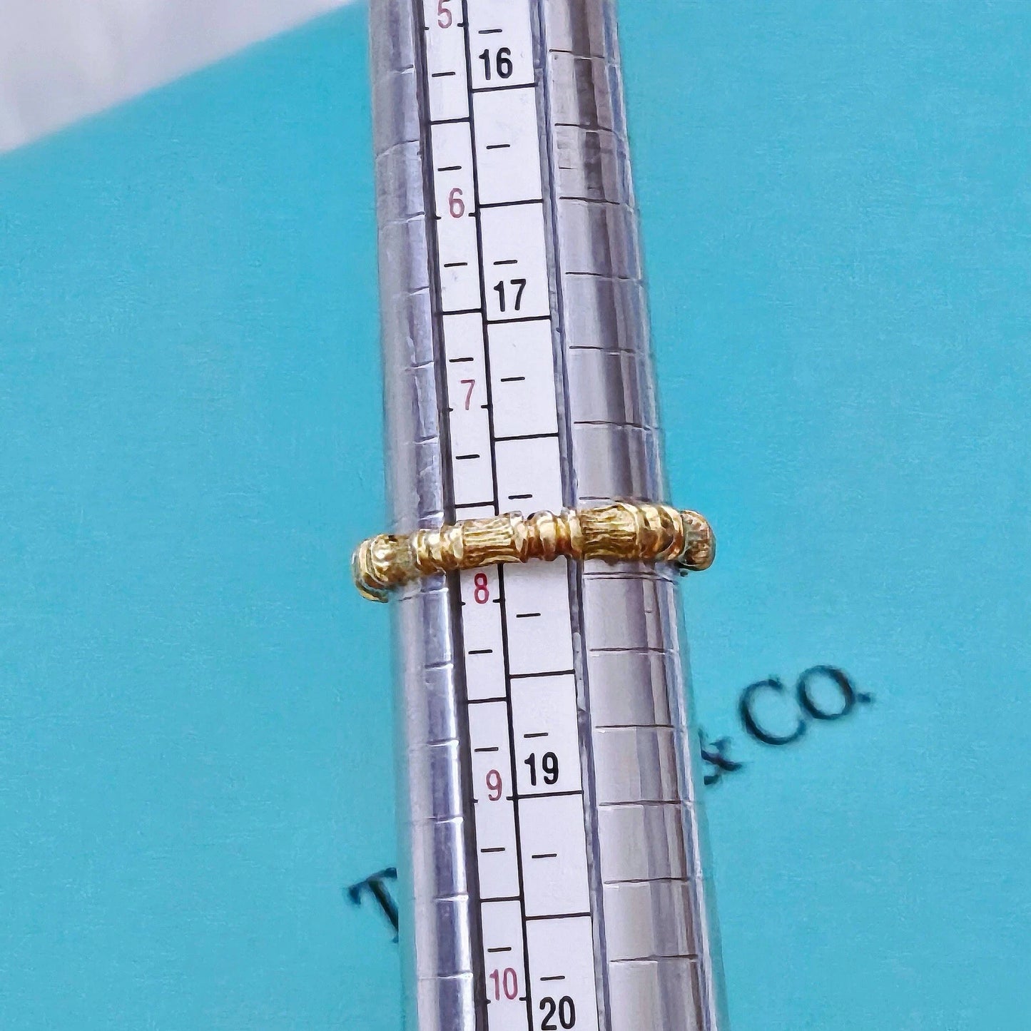 RARE Vintage Tiffany & Co. 18k Yellow Gold Bamboo Stacking Ring Band