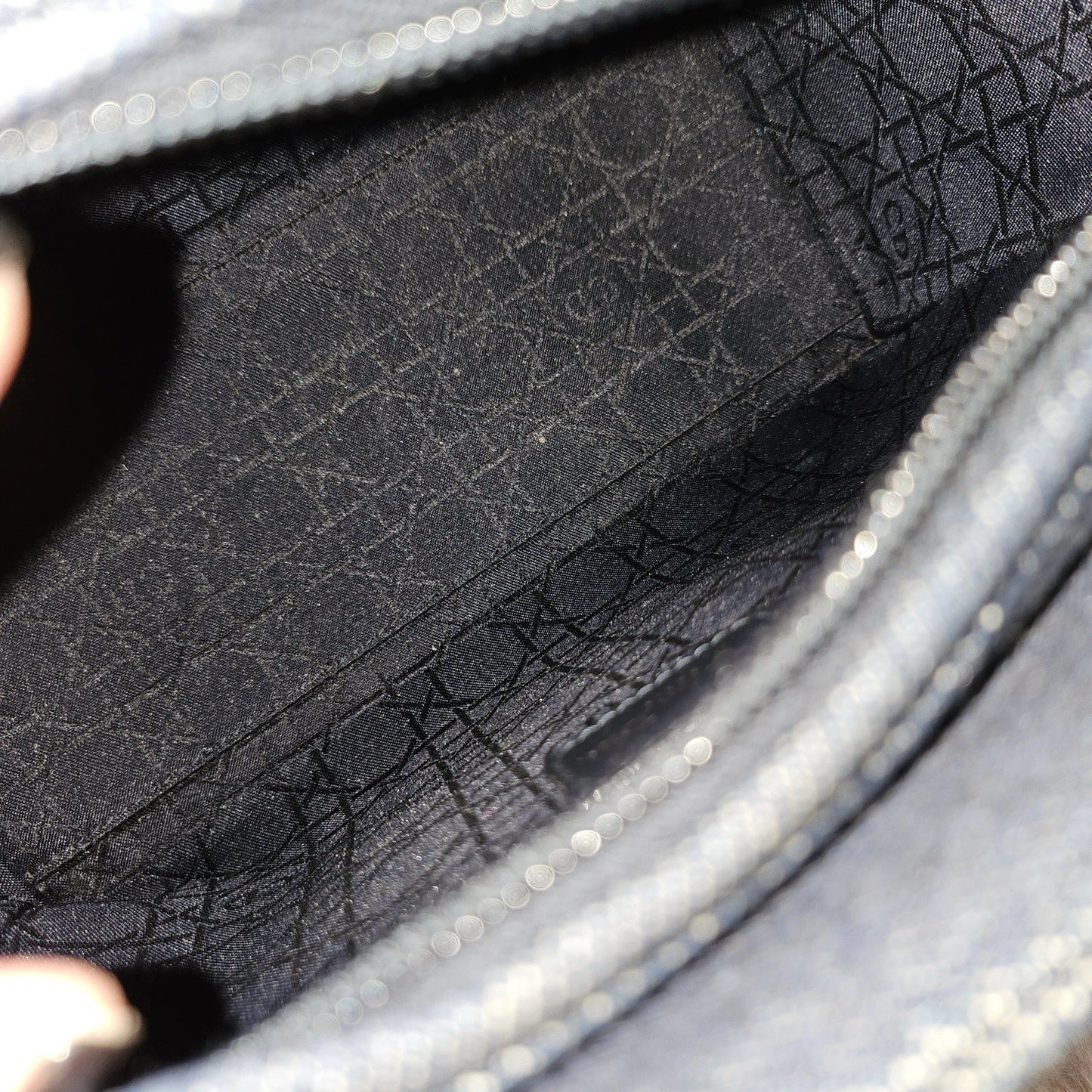RARE Vintage CHRISTIAN DIOR Blue Cannage Quilted Denim Medium Lady Dior Bag