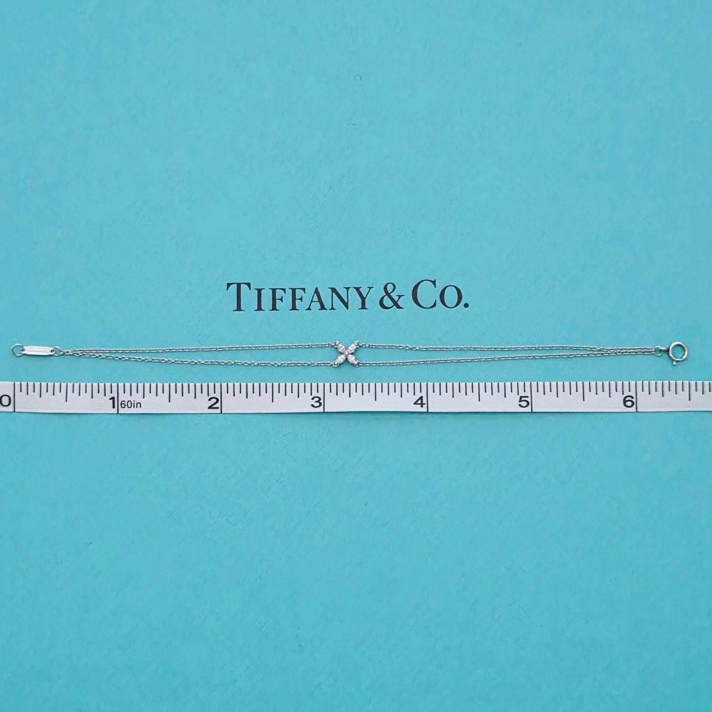RARE Retired Tiffany & Co. Victoria Diamond Double Chain Platinum Bracelet Small