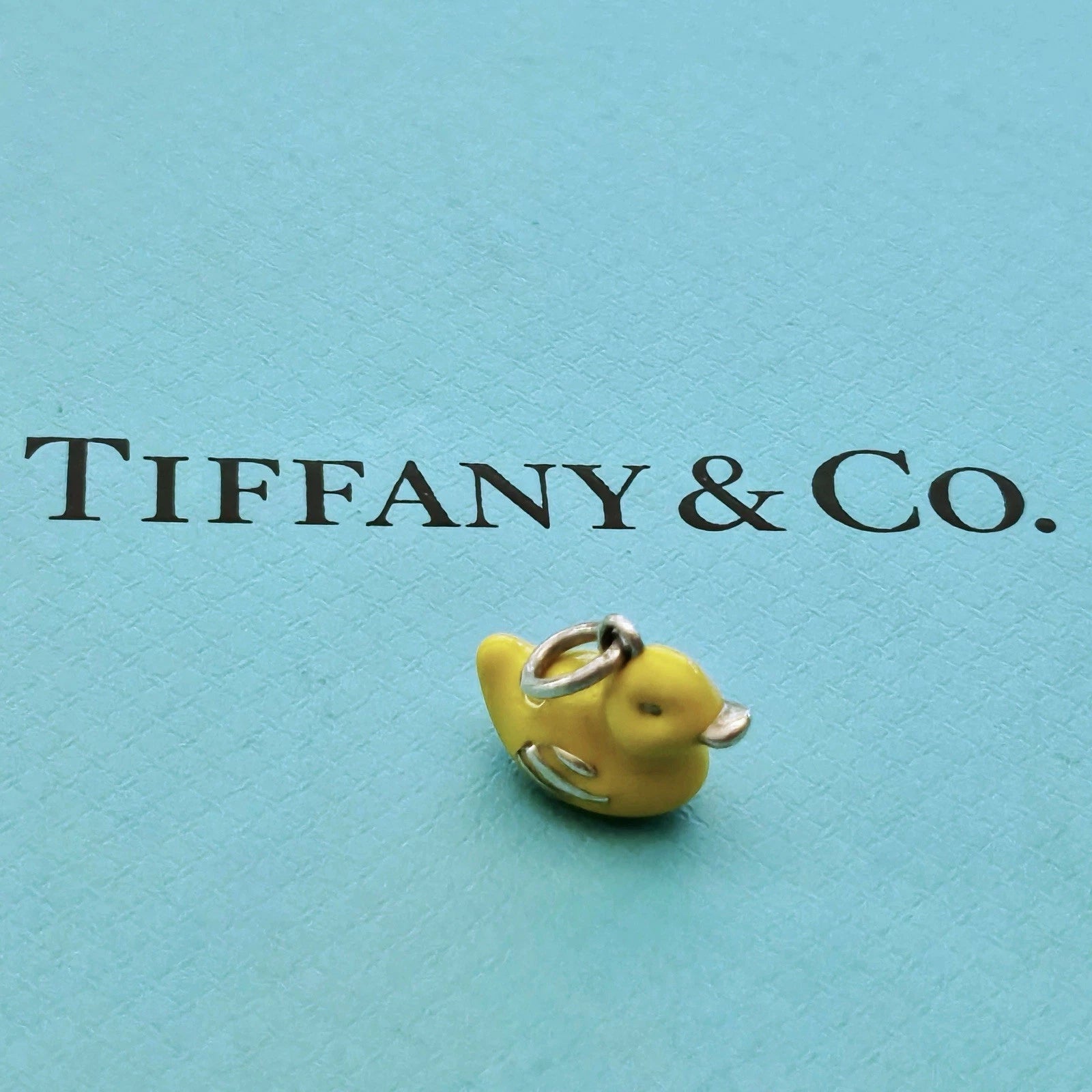 Rare Tiffany & Co. Yellow Enamel Rubber Duck Silver Charm Pendant Rare Tiffany & Co. Yellow Enamel Rubber Duck Silver Charm Pendant