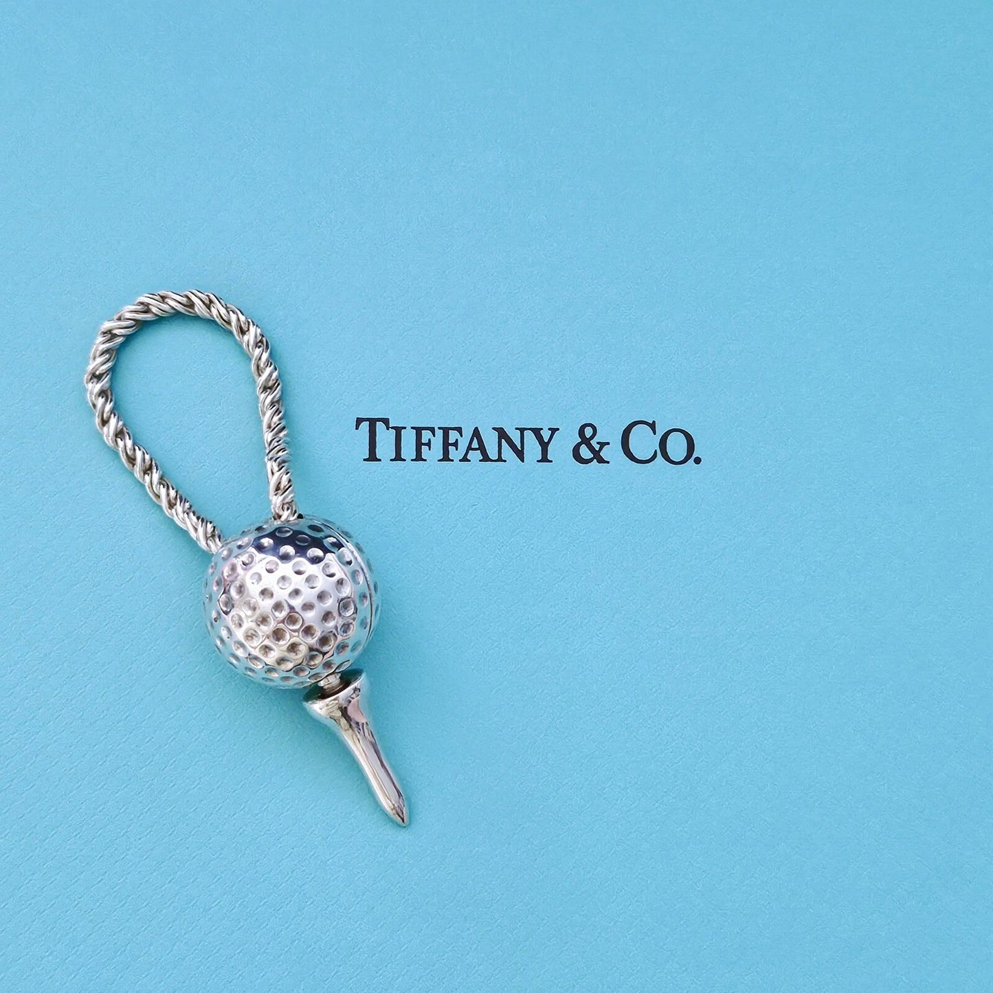 OOAK Vintage 1980s Tiffany & Co. Golf Ball and Tee Silver Key Ring