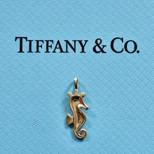 EXTREMELY RARE Tiffany & Co. 18k Yellow Gold Diamond Seahorse Charm Pendant