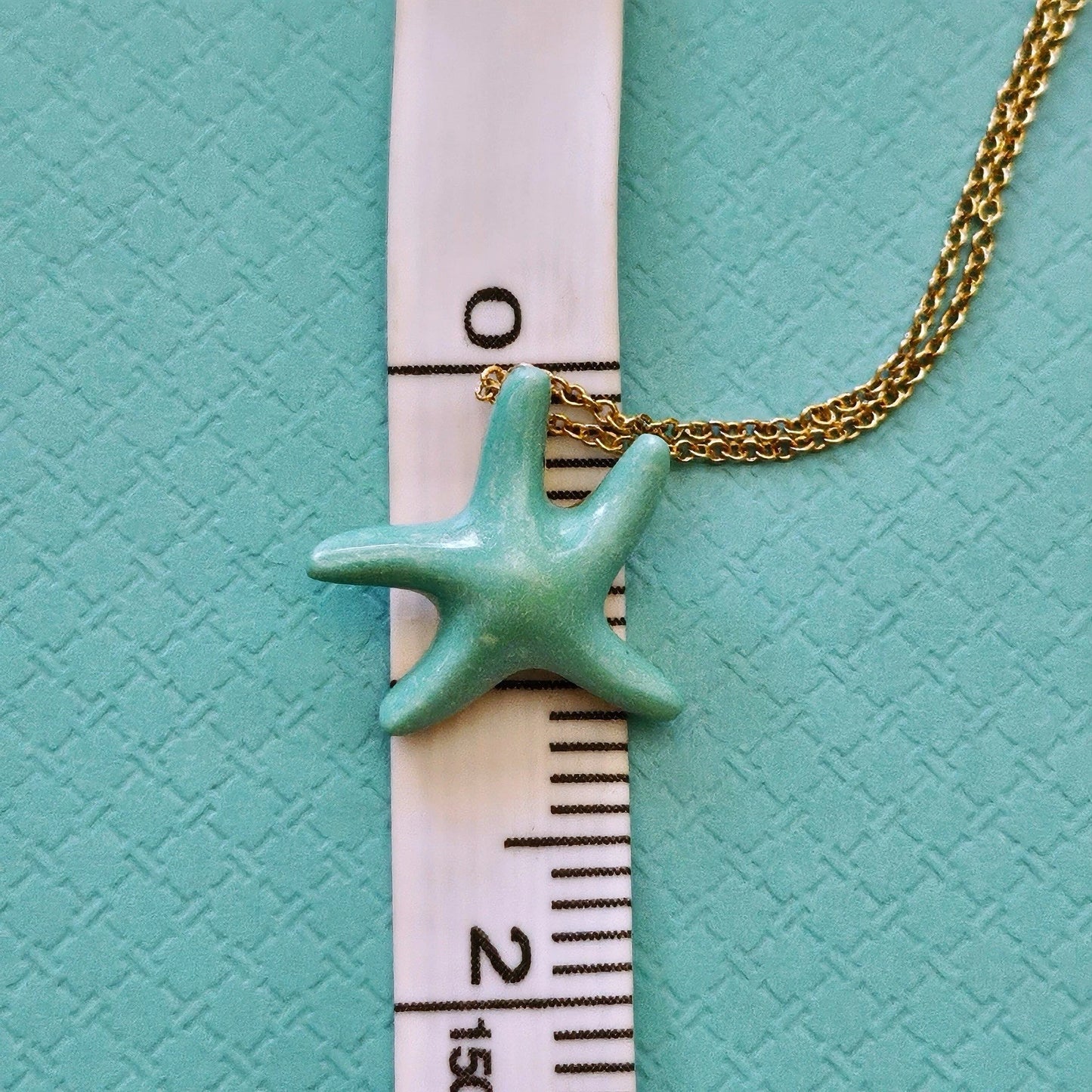 RARE Tiffany & Co. Elsa Peretti Turquoise Starfish 18k Yellow Gold Pendant Necklace