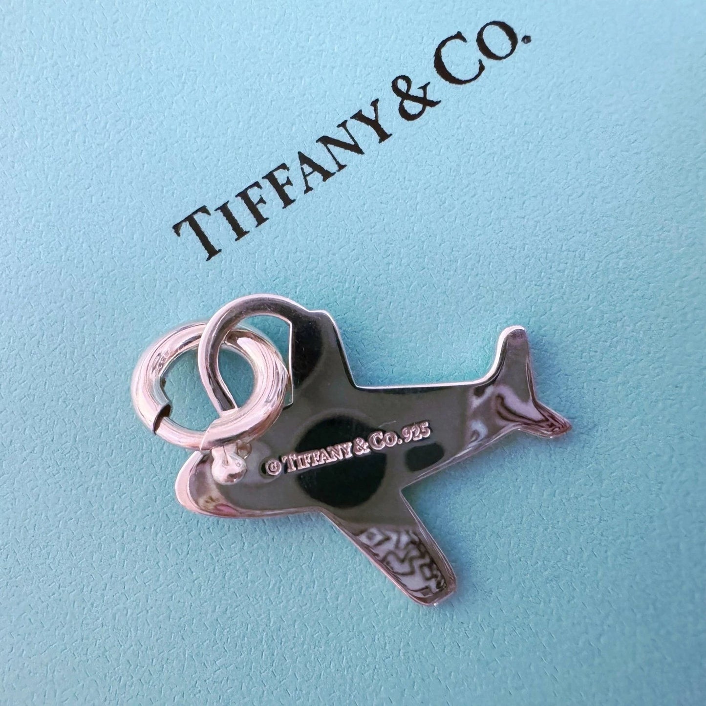 RARE Tiffany & Co. Large Airplane Tag Flat STERLING SILVER Charm Pendant