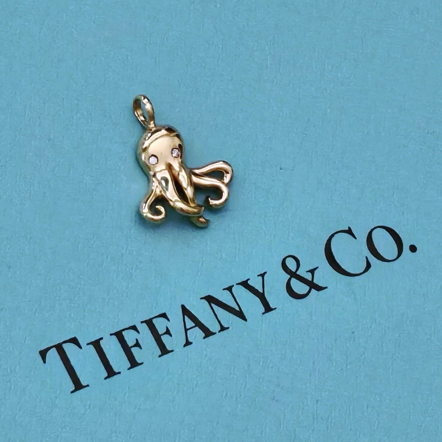 EXTREMELY RARE Tiffany & Co. 18k Yellow Gold Diamond Octopus Charm Pendant