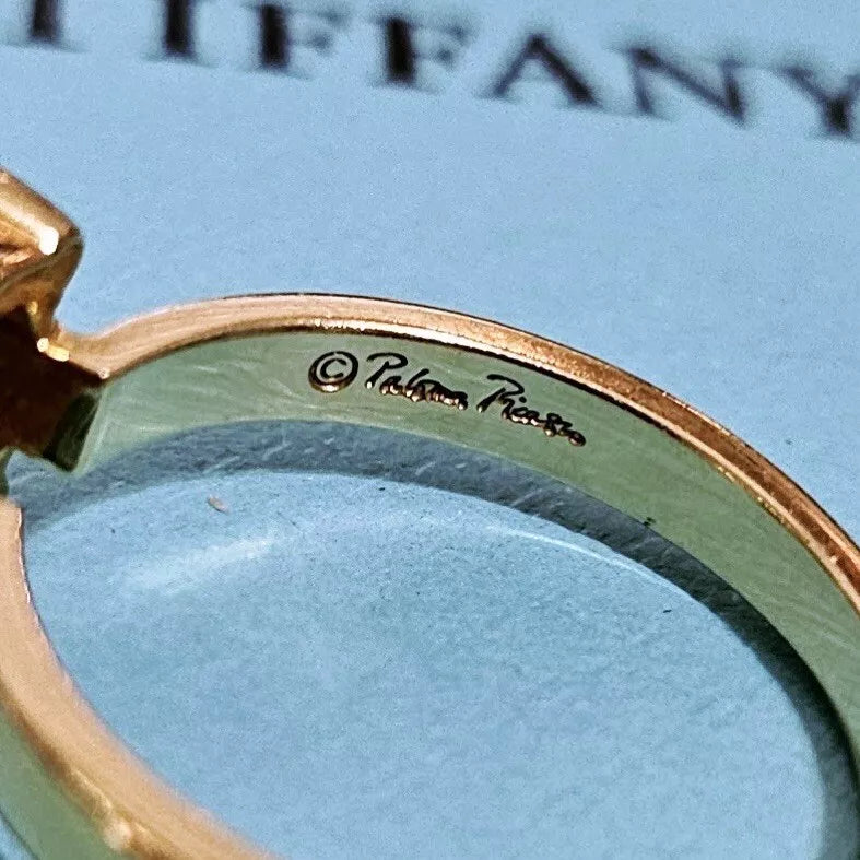 RARE Tiffany & Co. Sugar Stack 18k Gold Paloma Picasso Blue Chalcedony Ring