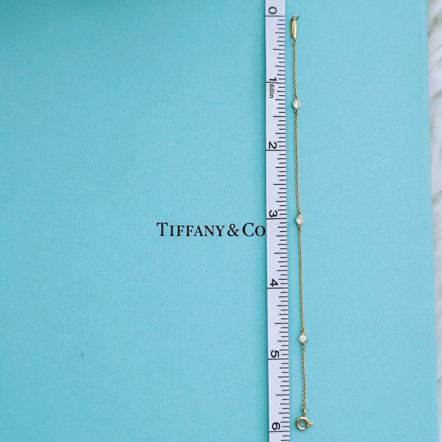 $2,175 Tiffany & Co. Elsa Peretti Diamond By The Yard 18k Yellow Gold Bracelet