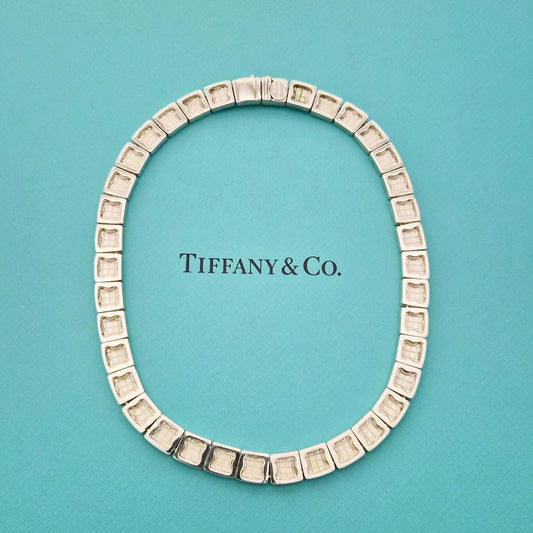 RARE Vintage 2002 Tiffany & Co. Tile Square Venetian Sterling Silver Necklace