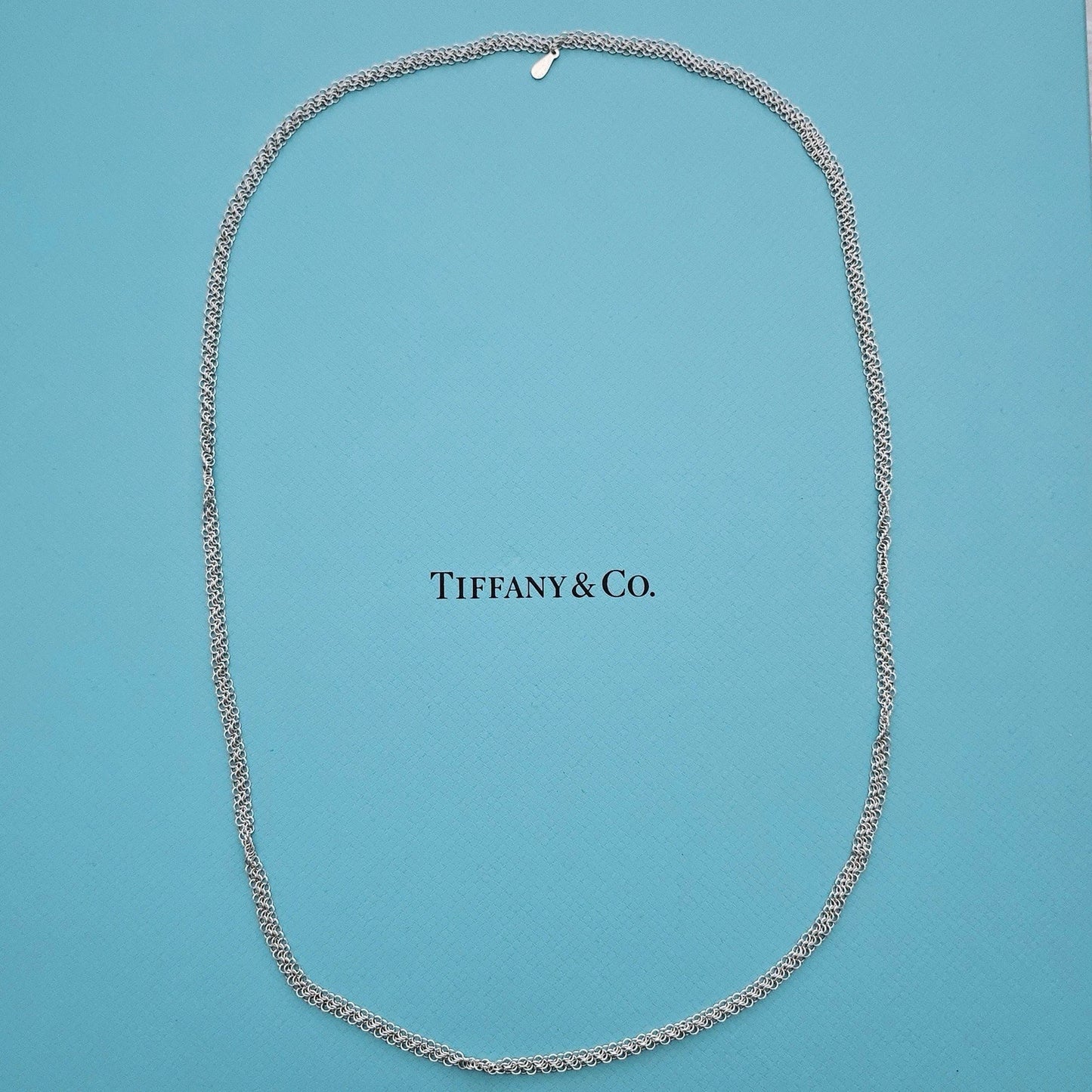 RARE Vintage Tiffany & Co. Elsa Peretti Mesh Sterling Silver Chain Necklace 31”