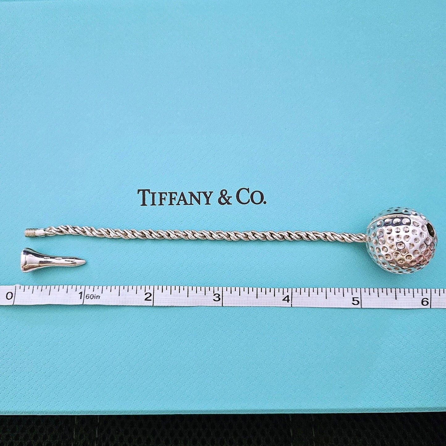 OOAK Vintage 1980s Tiffany & Co. Golf Ball and Tee Silver Key Ring