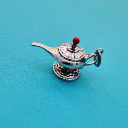 RARE Tiffany & Co. Paloma Picasso Red Enamel Genie Lamp Silver Charm Pendant