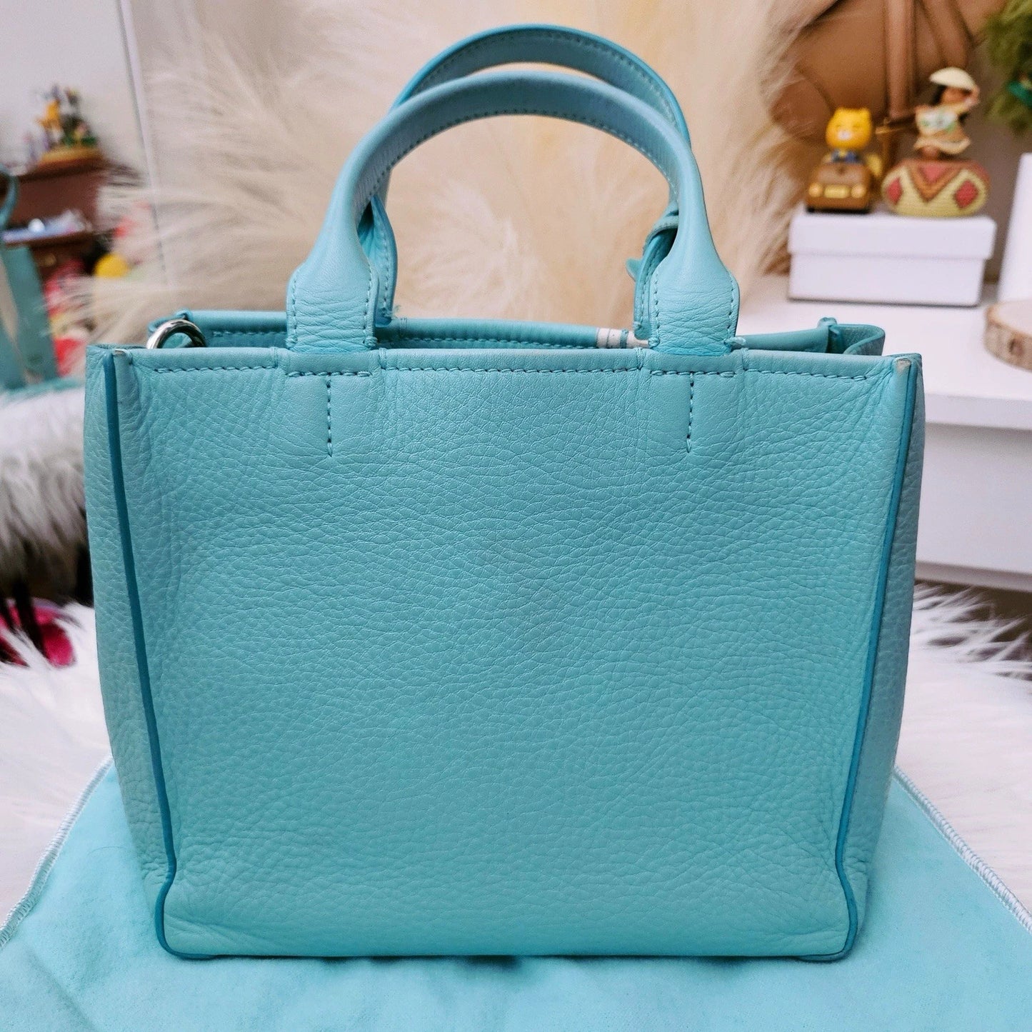 Super RARE Tiffany & Co. Micro White Brushtroke Grain Calfskin Leather Tote Bag