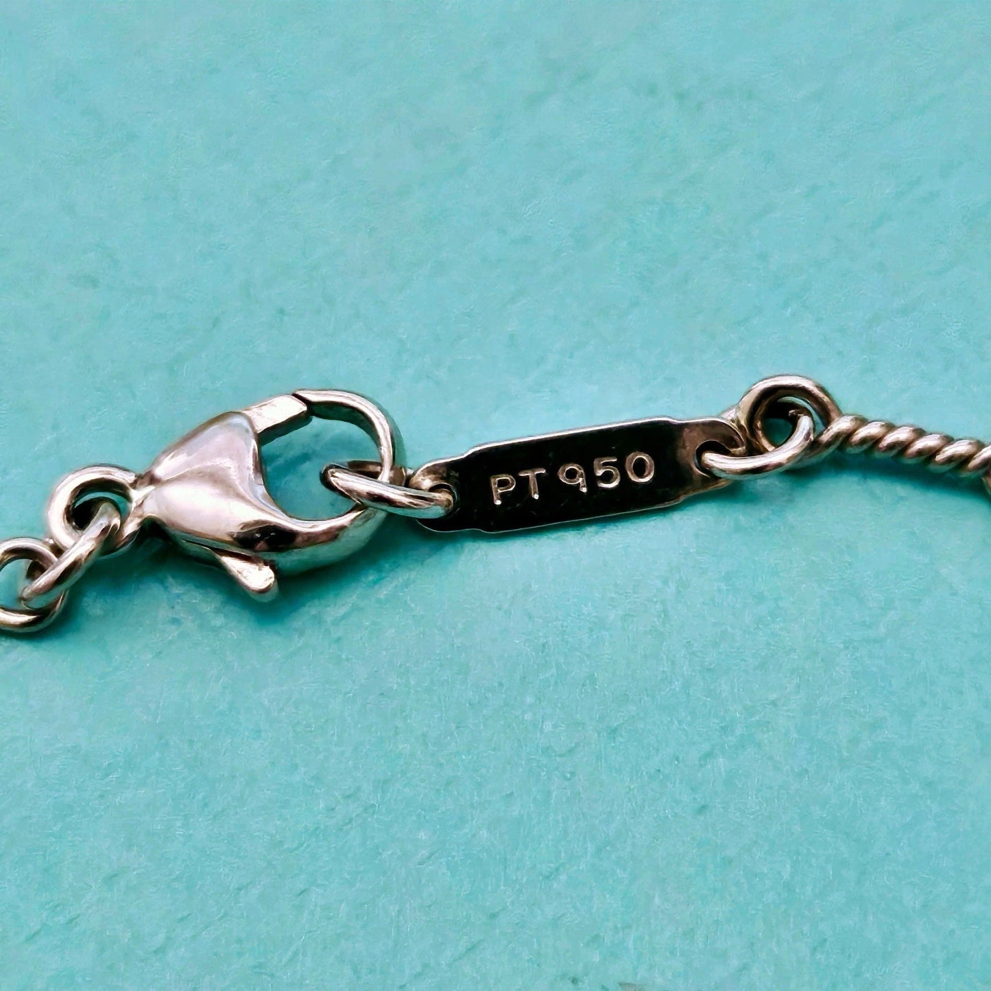 Tiffany & Co. Diamond Heart Pearl Drop Pendant Twisted Wire Chain PT950 Necklace