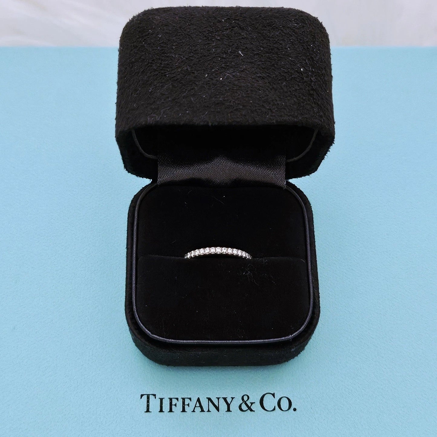 $4,900 Tiffany & Co. Soleste FULL Eternity Diamond Platinum Wedding Ring Band