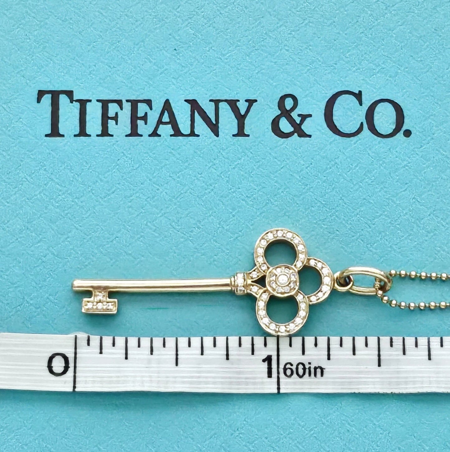 $4,800 Tiffany & Co. 18k Rose Gold Diamond Crown Key Pendant Necklace