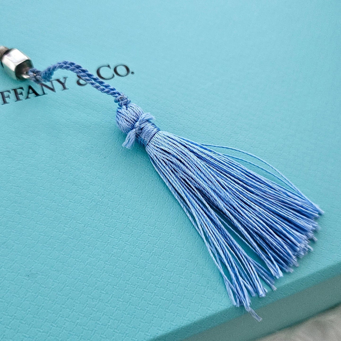 RARE Vintage Tiffany & Co. Antique Silver Perfume Flask Bottle With Blue Tassel