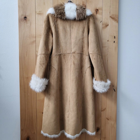 Vintage BALMAIN Paris Faux Suede Fur Beige Coat 38 FR Women $4000++