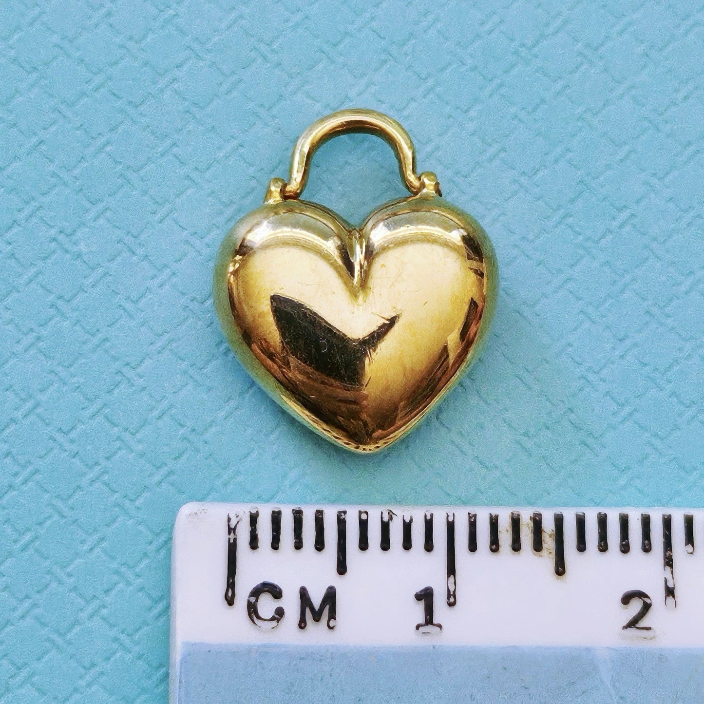 RARE Vintage Tiffany & Co. 18k Yellow Gold Puffy Heart Lock Pendant Charm