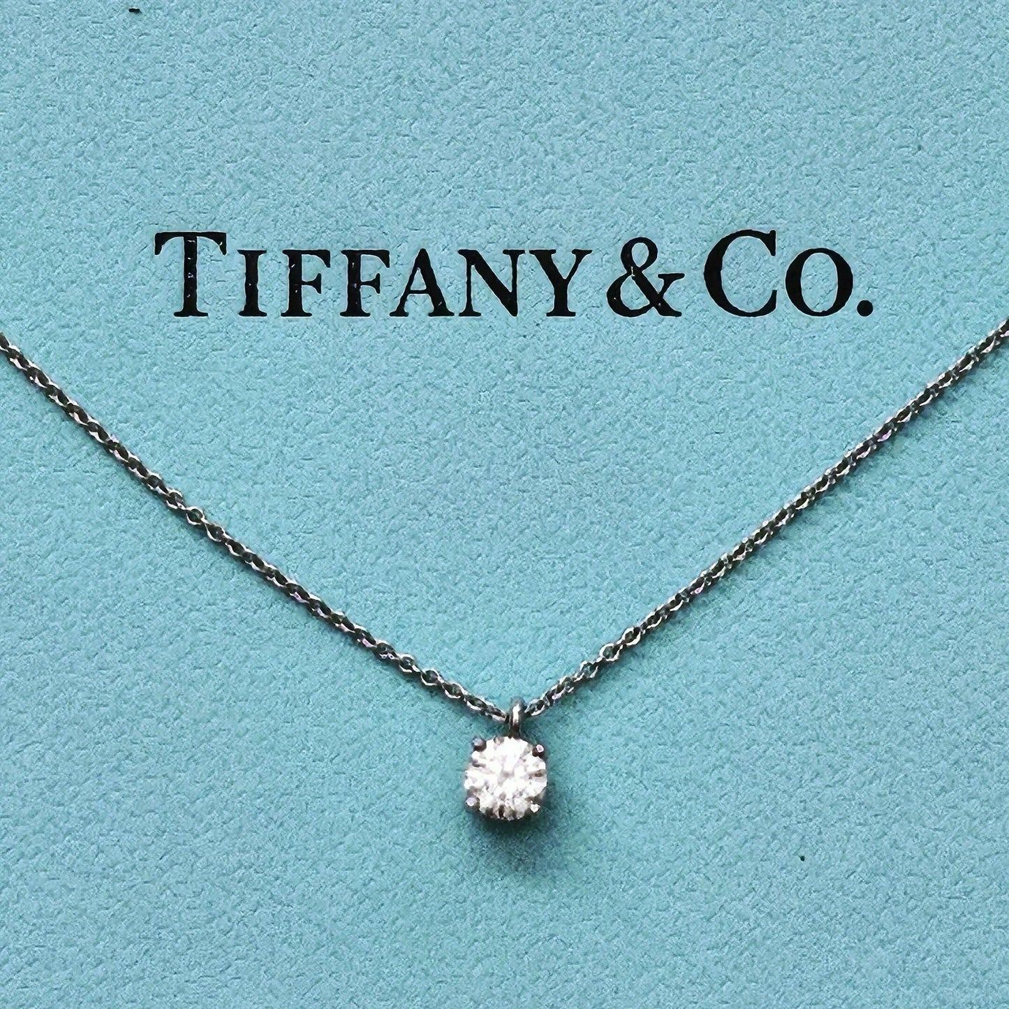 $4,510 Tiffany & Co. Round Brilliant Diamond Solitaire 0.36 ct Platinum Necklace