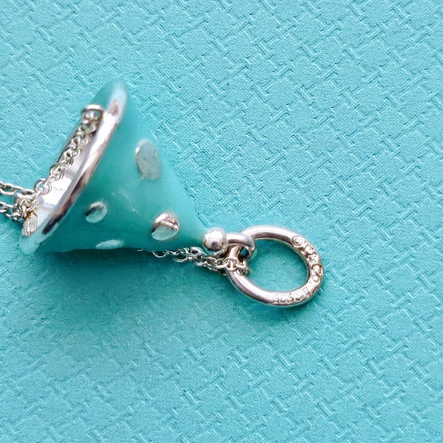Tiffany & Co. Blue Enamel Party Hat Birthday Silver Charm Pendant Necklace