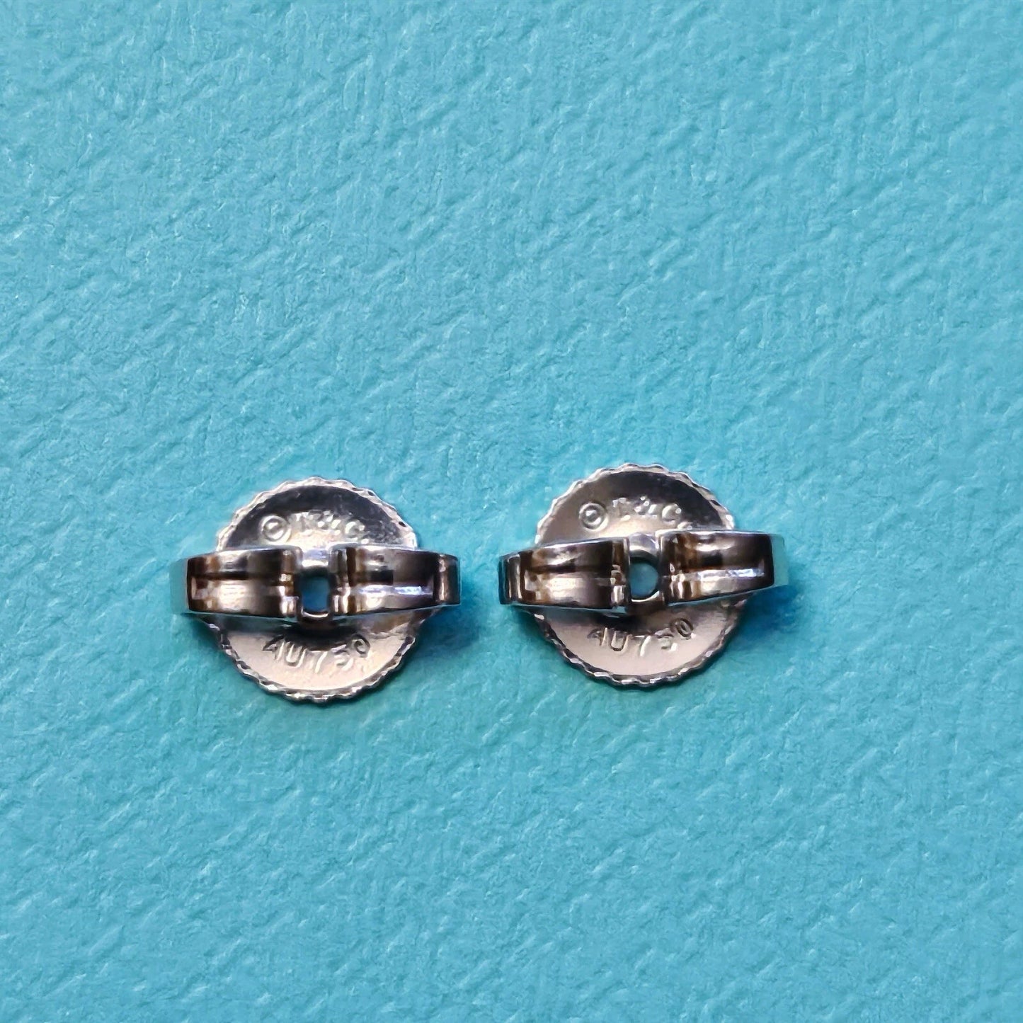 RARE Tiffany & Co. 18k White Gold Diamond Mini Key Stud Earrings