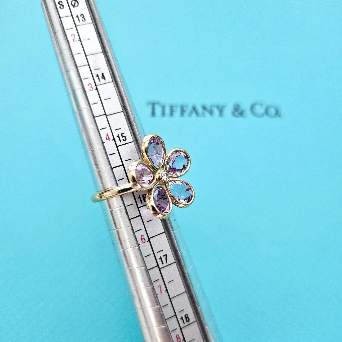 RARE Tiffany & Co. Amethyst Enchant Garden Flower Diamond Ring 18k Rose Gold