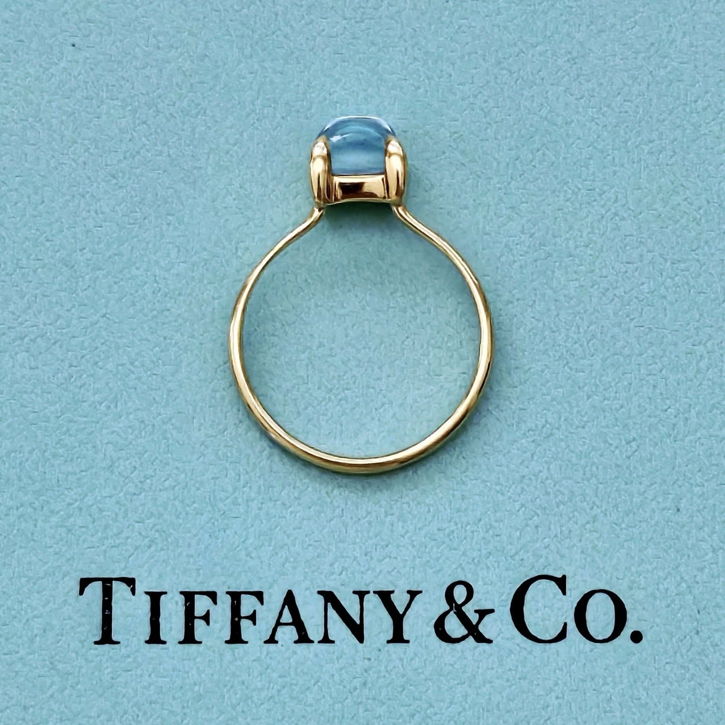 Tiffany & Co. Sugar Stack 18K Yellow Gold Paloma Picasso Blue Topaz Ring