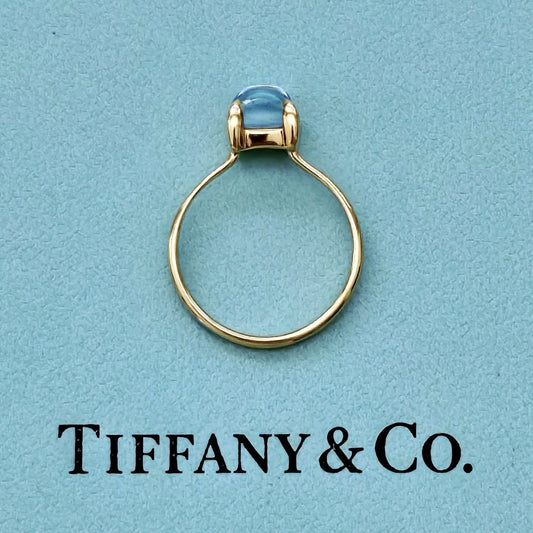 Tiffany & Co. Sugar Stack 18K Yellow Gold Paloma Picasso Blue Topaz Ring