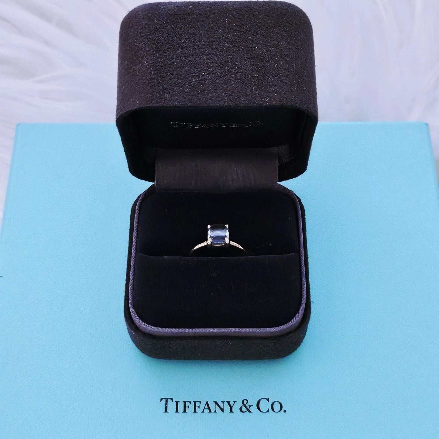 Tiffany & Co. Sugar Stack 18K Yellow Gold Paloma Picasso Blue Topaz Ring
