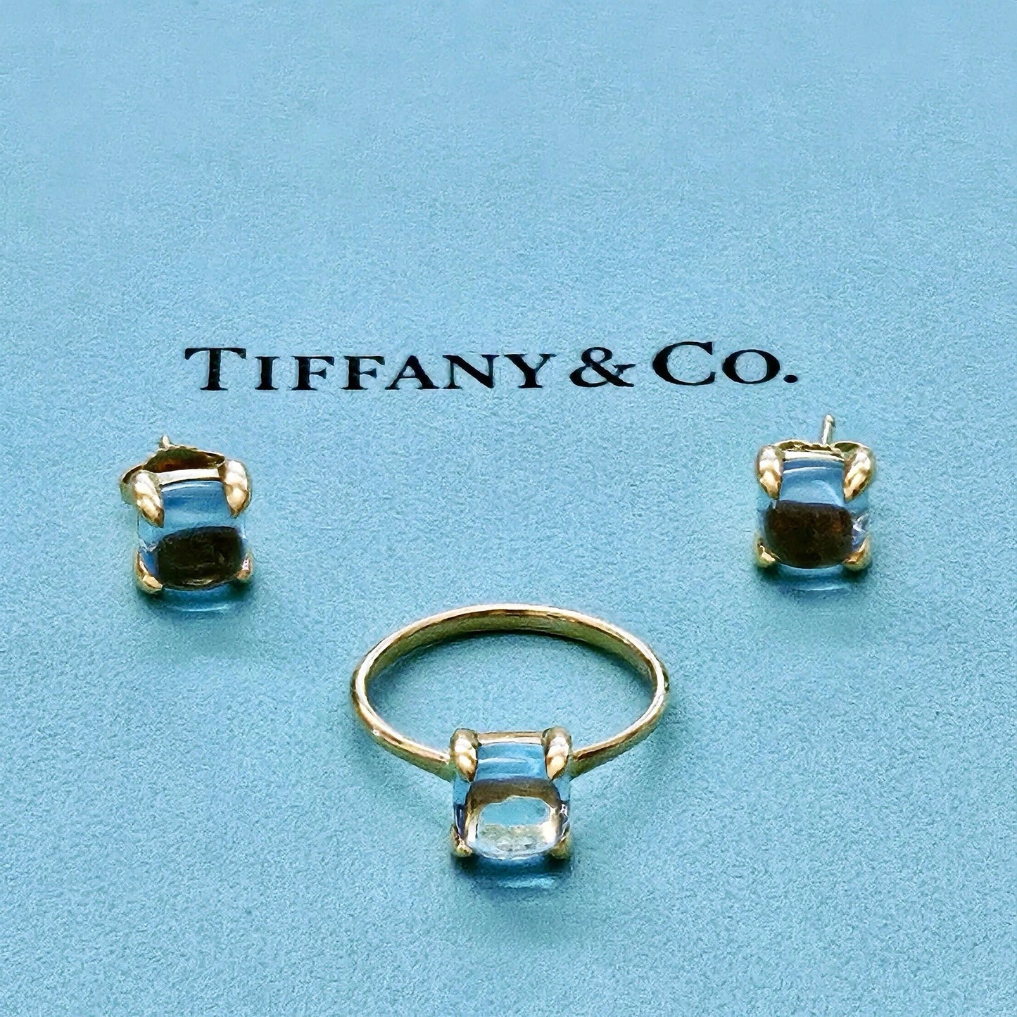 Tiffany & Co. Sugar Stack 18K Yellow Gold Paloma Picasso Blue Topaz Ring
